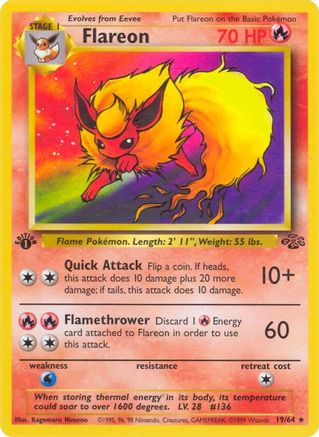 Flareon (19) (19) 019/64 - 1st Edition Jungle - Rare