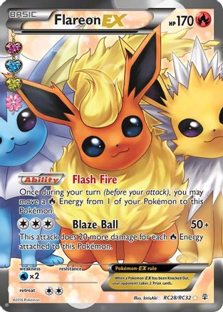 Flareon EX (Full Art) RC28/RC32 - Holofoil Generations Radiant Collection - Ultra Rare