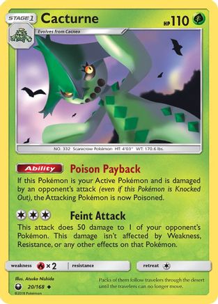Cacturne 020 - Reverse Holofoil SM Celestial Storm - Uncommon