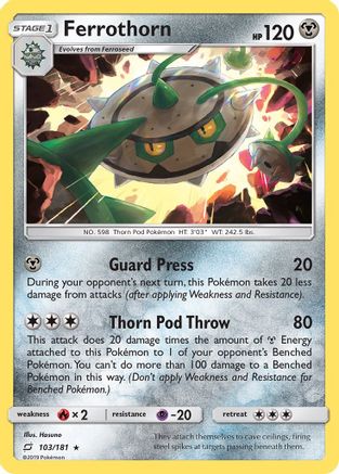 Ferrothorn 103 - Reverse Holofoil SM Team Up - Rare