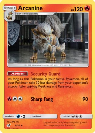 Arcanine 006/18 - Holofoil Detective Pikachu - Rare