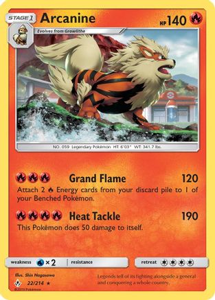 Arcanine 022/214 - Holofoil SM Unbroken Bonds - Holo Rare