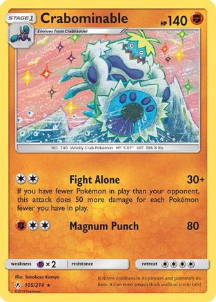 Crabominable 105/214 - Reverse Holofoil SM Unbroken Bonds - Rare
