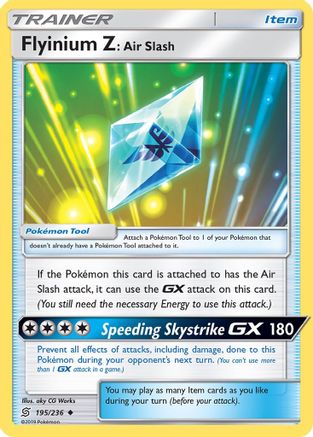 Flyinium Z: Air Slash 195 - Reverse Holofoil SM Unified Minds - Uncommon