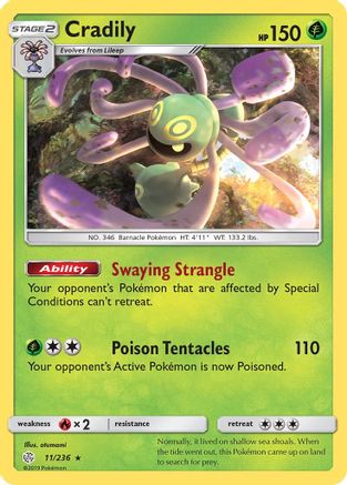 Cradily 011/236 - Reverse Holofoil SM Cosmic Eclipse - Rare