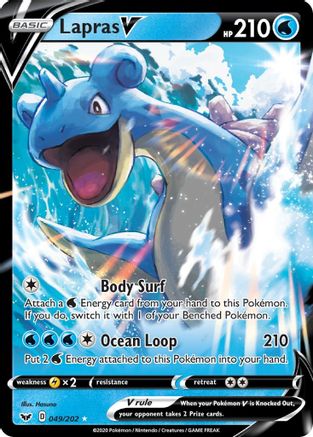 Lapras V 049/202 - Holofoil SWSH01 Sword & Shield Base Set - Ultra Rare