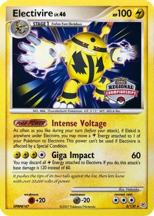 Electivire (Regional Championships) 003/130 League & Championship Cards - Promo