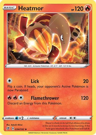 Heatmor 034/192 - Reverse Holofoil SWSH02 Rebel Clash - Uncommon