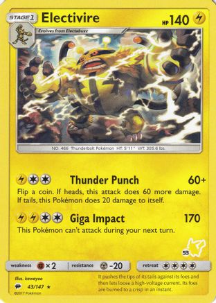 Electivire (#53 Pikachu Stamped) 043/147 Battle Academy - Promo