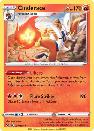 Cinderace (Non-Holo) 034/202 Deck Exclusives - Rare