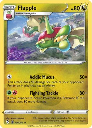 Flapple 120/203 - Reverse Holofoil SWSH07 Evolving Skies - Rare