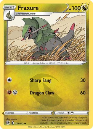 Fraxure 111/172 - Reverse Holofoil SWSH09 Brilliant Stars - Uncommon