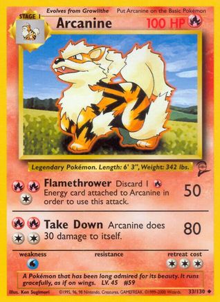 Arcanine 033/130 Base Set 2 - Uncommon