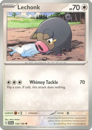 Lechonk 156/198 - Reverse Holofoil SV01 Scarlet & Violet Base Set - Common