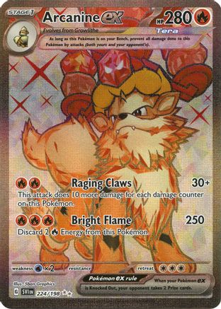 Arcanine ex 224/198 - Holofoil SV01 Scarlet & Violet Base Set - Ultra Rare