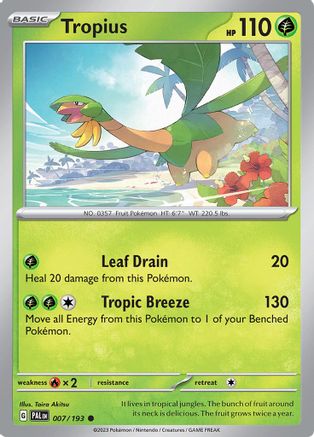 Tropius 007/193 - Reverse Holofoil SV02 Paldea Evolved - Common