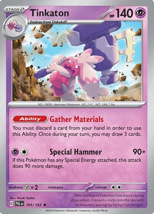 Tinkaton 105/193 - Holofoil SV02 Paldea Evolved - Rare
