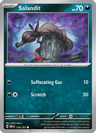 Salandit 139/197 - Reverse Holofoil SV03 Obsidian Flames - Common