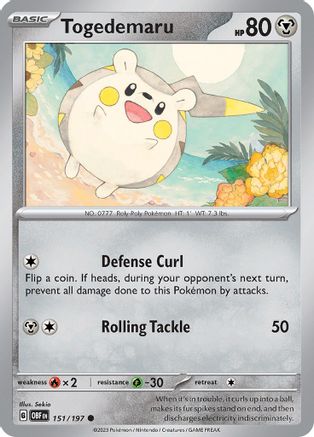 Togedemaru 151/197 - Reverse Holofoil SV03 Obsidian Flames - Common