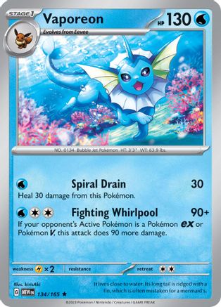 Vaporeon 134/165 - Holofoil SV Scarlet & Violet 151 - Rare