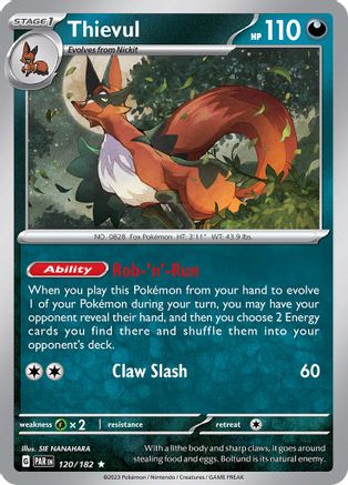 Thievul 120/182 - Reverse Holofoil SV04 Paradox Rift - Rare