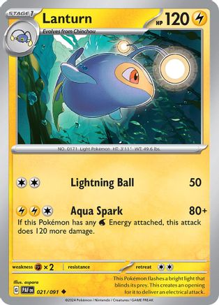 Lanturn 021/091 - Reverse Holofoil SV Paldean Fates - Uncommon