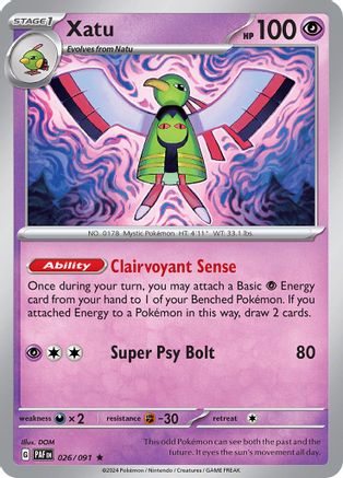 Xatu 026/091 - Holofoil SV Paldean Fates - Rare