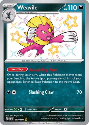 Weavile 183/091 - Holofoil SV Paldean Fates - Shiny Rare