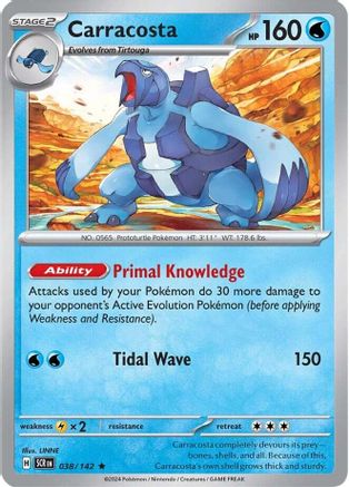 Carracosta 038/142 - Reverse Holofoil SV07 Stellar Crown - Rare