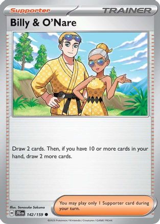 Billy & O'Nare 142/159 - Reverse Holofoil SV09 Journey Together - Common