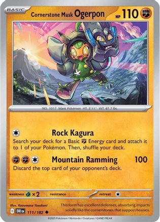 Cornerstone Mask Ogerpon 111/182 - Reverse Holofoil SV10 Destined Rivals - Uncommon