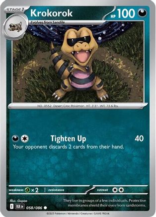 Krokorok 058/086 - Reverse Holofoil SV Black Bolt - Common