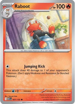 Raboot 027/132 - Reverse Holofoil ME01 Mega Evolution - Common