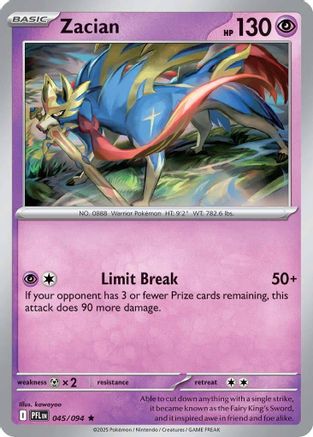 Zacian 045/094 - Holofoil ME02 Phantasmal Flames - Rare