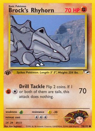 Brock's Rhyhorn (70) (70) 070/132 - 1st Edition Gym Heroes - Common
