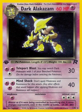 Dark Alakazam (1) (1) 001/82 - 1st Edition Holofoil Team Rocket - Holo Rare
