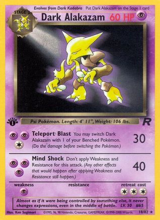 Dark Alakazam (18) (18) 018/82 - 1st Edition Team Rocket - Rare