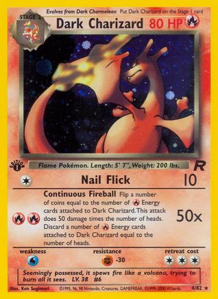 Dark Charizard (4) (4) 004/82 - 1st Edition Holofoil Team Rocket - Holo Rare