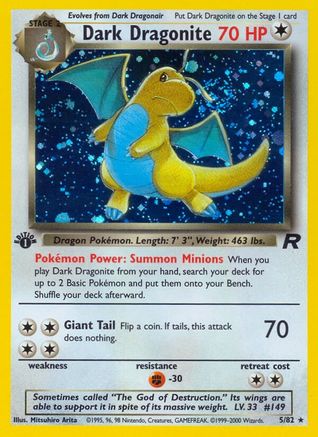 Dark Dragonite (5) (5) 005/82 - 1st Edition Holofoil Team Rocket - Holo Rare