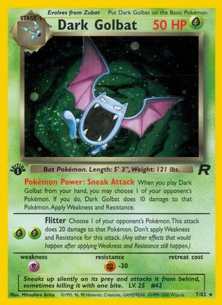 Dark Golbat (7) (7) 007/82 - 1st Edition Holofoil Team Rocket - Holo Rare