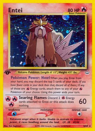 Entei (6) (6) 006/64 - 1st Edition Holofoil Neo Revelation - Holo Rare