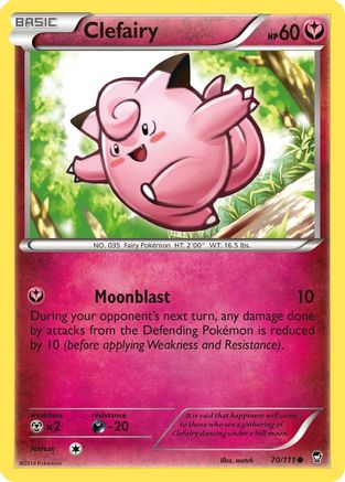 Clefairy (70) (70) 070/111 - Reverse Holofoil XY Furious Fists - Common