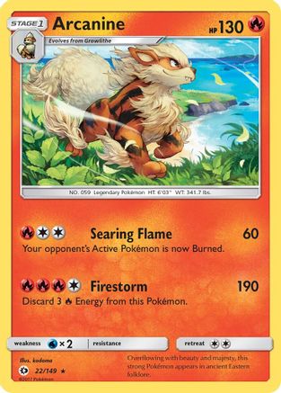 Arcanine 022/149  - Reverse Holofoil SM Base Set - Holo Rare