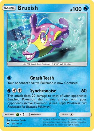 Bruxish 038  - Reverse Holofoil SM  Burning Shadows - Rare