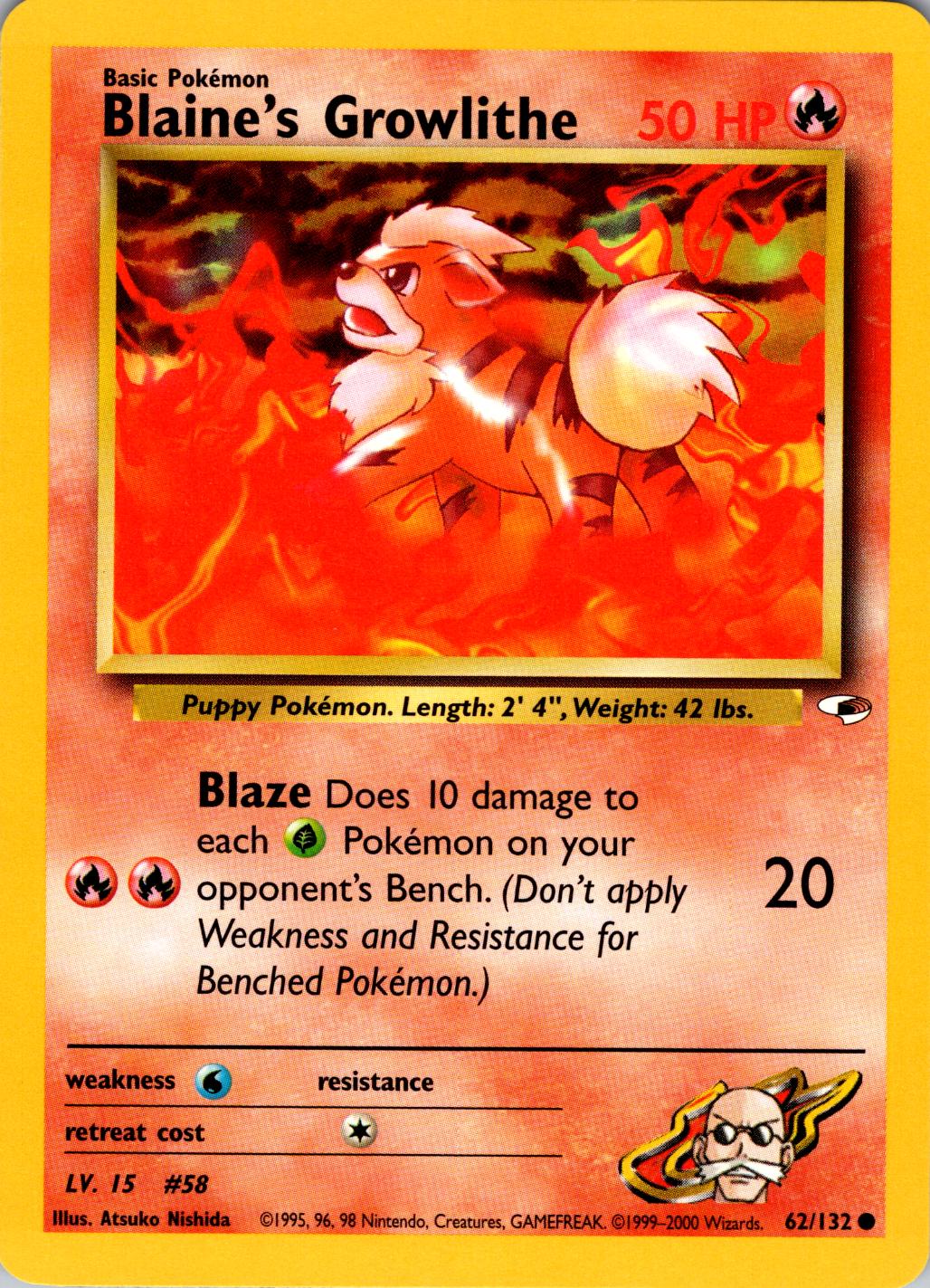 Blaine's Growlithe (62) (62) 062/132  - Unlimited Gym Heroes - Common