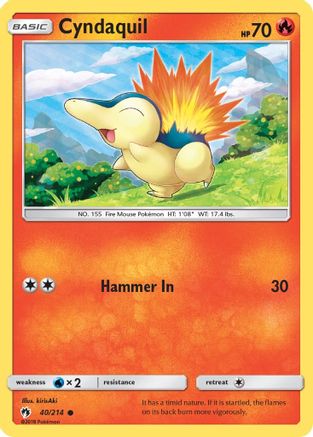 Cyndaquil (40) (40) 040/214  - Reverse Holofoil SM  Lost Thunder - Common
