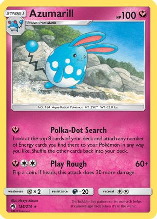 Azumarill 136  - Reverse Holofoil SM  Lost Thunder - Rare