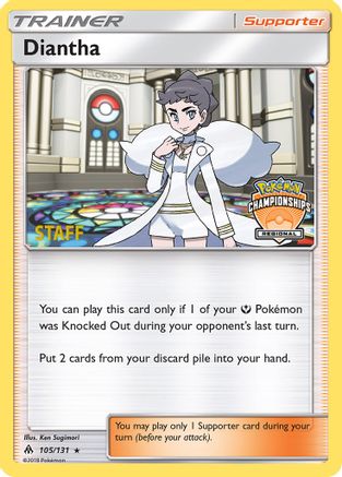 Diantha (Regional Championships) [Staff] 105/131  - Reverse Holofoil League & Championship Cards - Promo