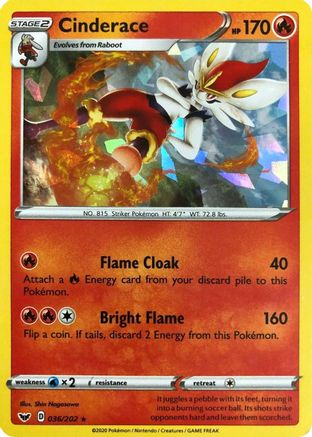 Cinderace (Cracked Ice Holo) 036/202  - Holofoil Deck Exclusives - Holo Rare