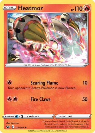 Heatmor 026/202  - Reverse Holofoil SWSH01 Sword & Shield Base Set - Uncommon